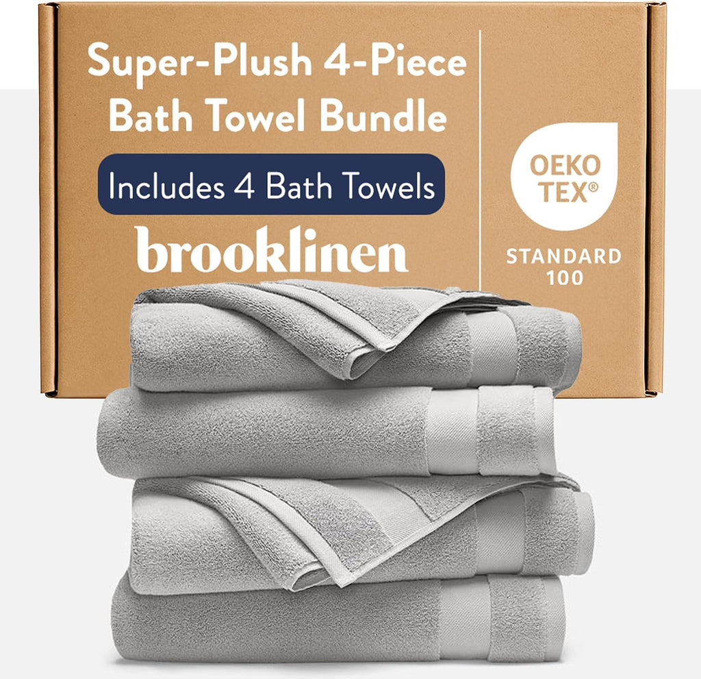 100% Turkish Cotton Bath Towels Spa-Quality Cotton - Set of 4, White