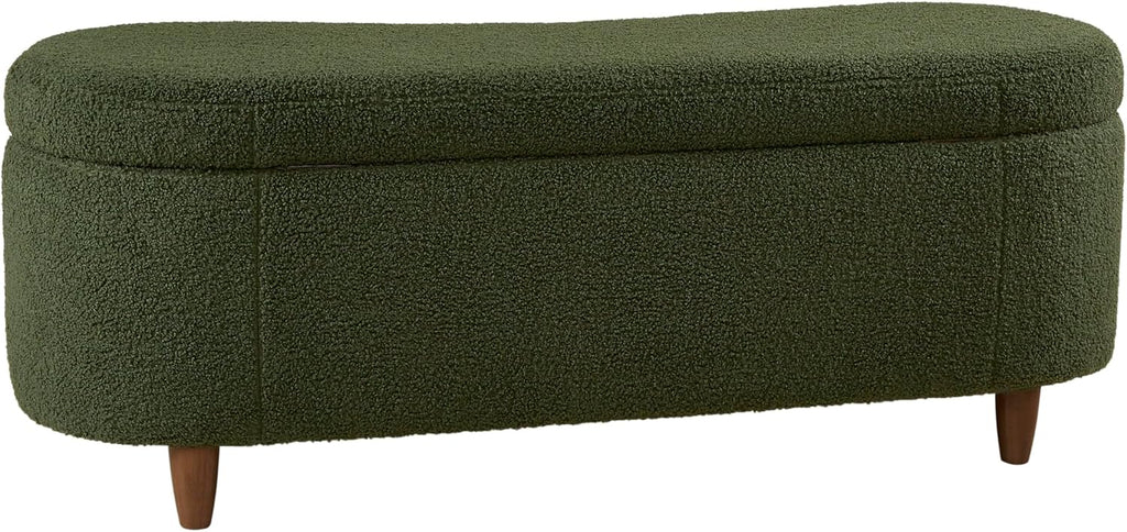 Bailey Boucle-Style Curved Storage Accent Bench