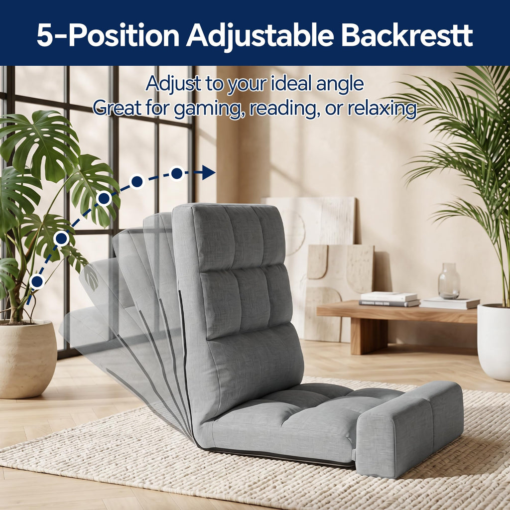 Floor Chair with Back Support and Movable Leg Cushions