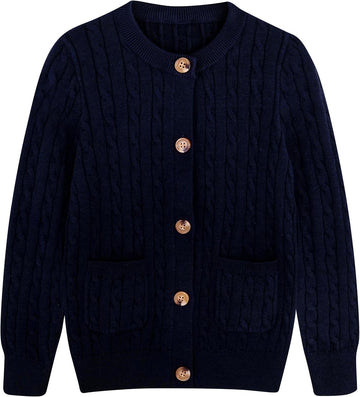 Cardigan Long Sleeve Button Down Sweater Toddler Kids Knit School Uniforms Sweaters with Pockets