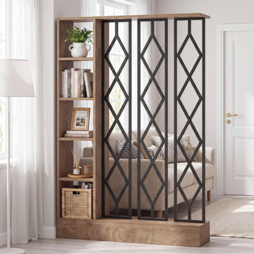 70.87" Tall Wall Room Divider with 5-Tier Storage Shelves