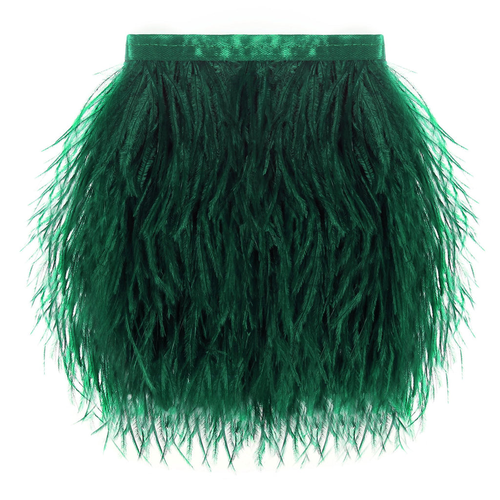 Dark Green Ostrich Feather Trim, 4-5 Inch 2 Yards