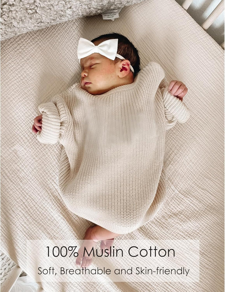 Muslin Crib Sheets 2 Pack, 100% Cotton, 52 x 28 in, Ivory
