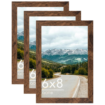 6x8 Picture Frame Deep Brown for Wall Hanging or Tabletop, Wood 6 x 8 Frame Photo Frame for Wall Horizontally or