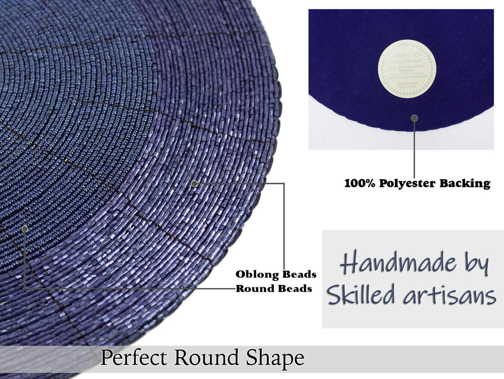 Glitz Handmade Beaded Charger Placemats - Set of 4 - Navy