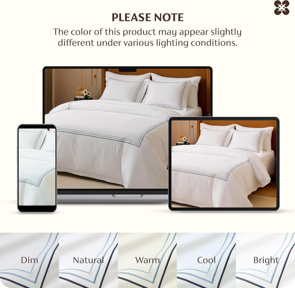 100% Giza Egyptian Cotton Duvet Cover King, CEA Certified Luxury Hotel Duvet Cover, PureWoven Soft & Breathable