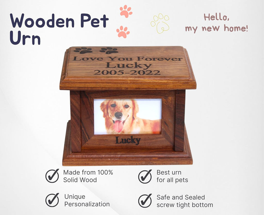 Pet urns for Dogs, Dog urns for Ashes, Wood Pet urn for Cats, Wooden urn for Pet Ashes, Keepsake for Animals, Pet