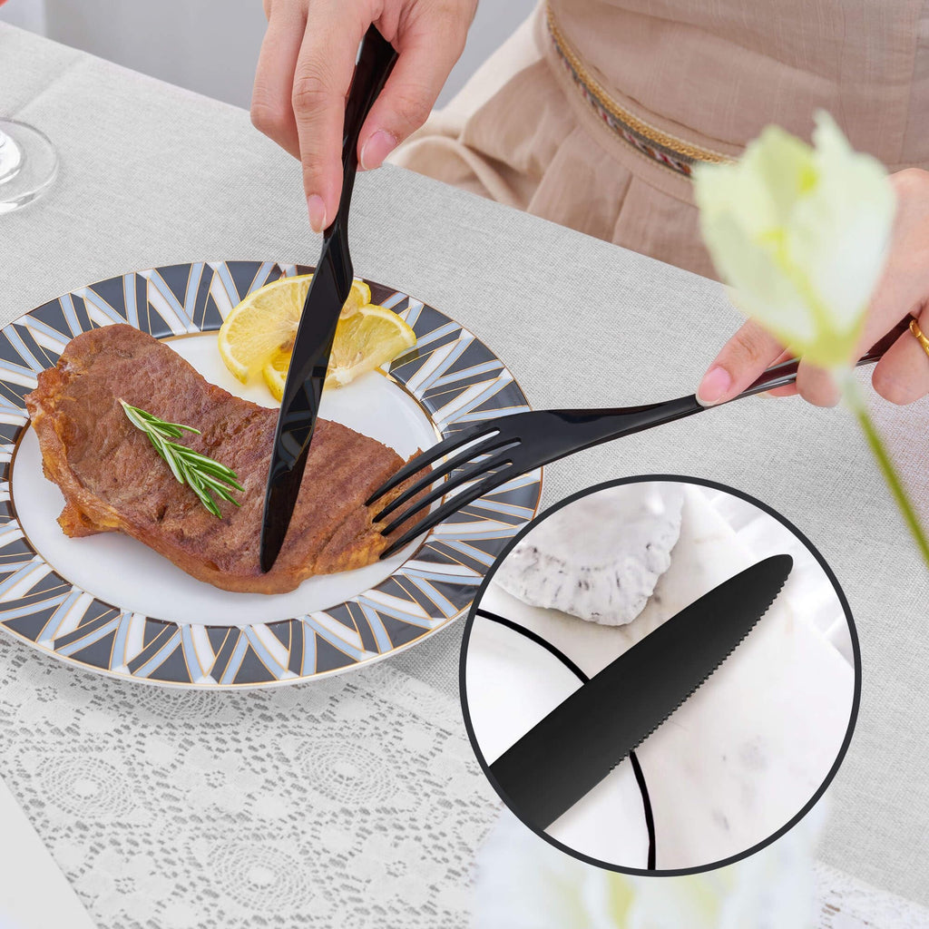 20 Pieces Black Silverware Set Service for 4, Modern 18/10 Stainless Steel Flatware Cutlery Set, Utensil Set Restaurant