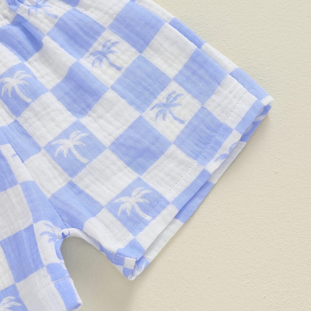 Toddler Baby Boy Summer Beach Outfit Button Down Shirt Shorts Set
