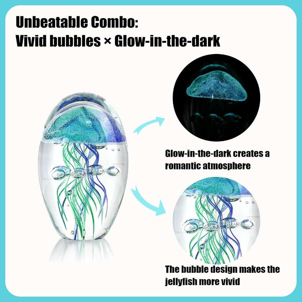 Hand Blown Glass Jellyfish Figurine