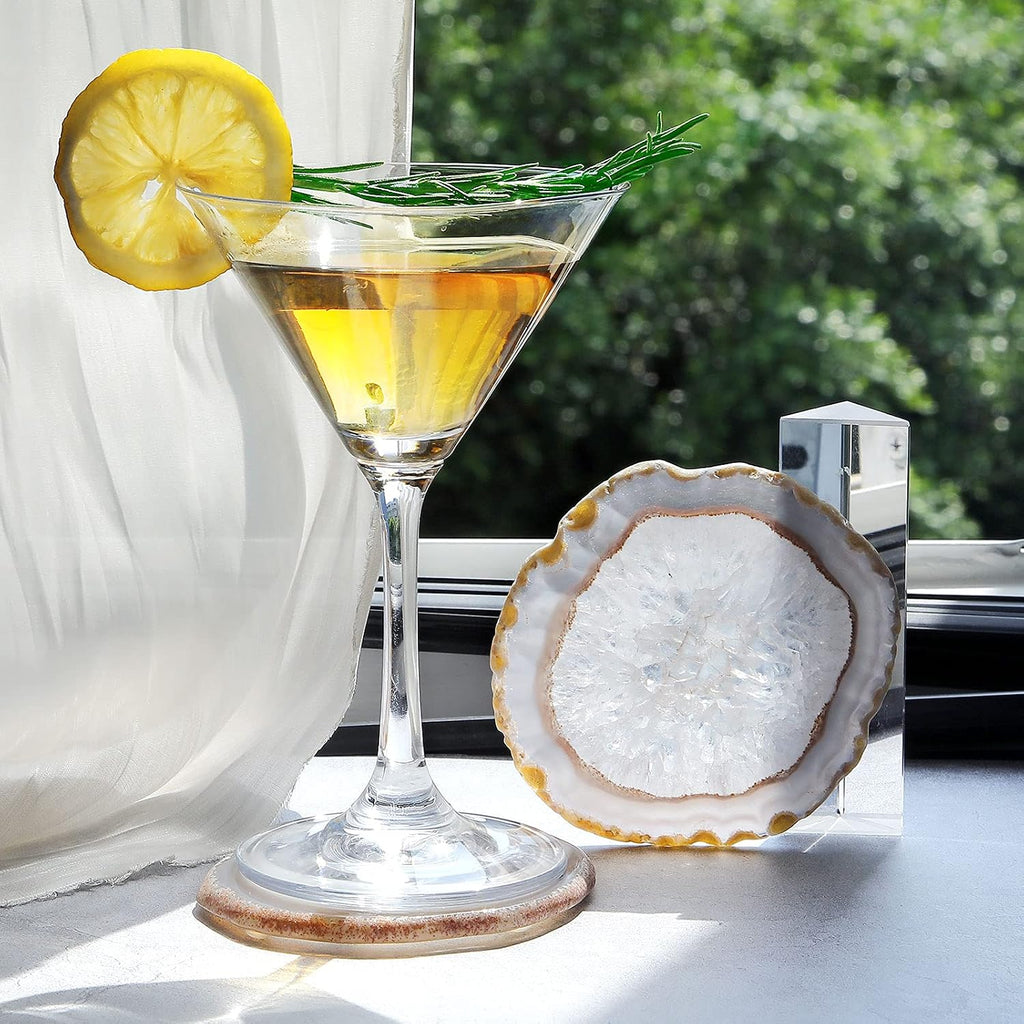 Natural Geode Agate Coaster for Drinks Crystal Coaster - Set of 4
