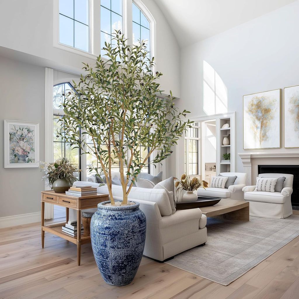 Majestic Faux Olive Tree 6ft - Artificial Olive Tree Indoor & Outdoor with Lifelike Leaves & Textured Branches