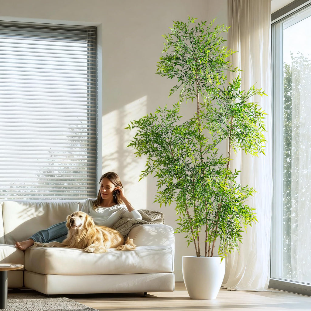 Faux Bamboo Plant Artificial Nandina Tree 7.2FT Artificial Plants Realistic 90% Better Coverage Faux Plant Bamboo