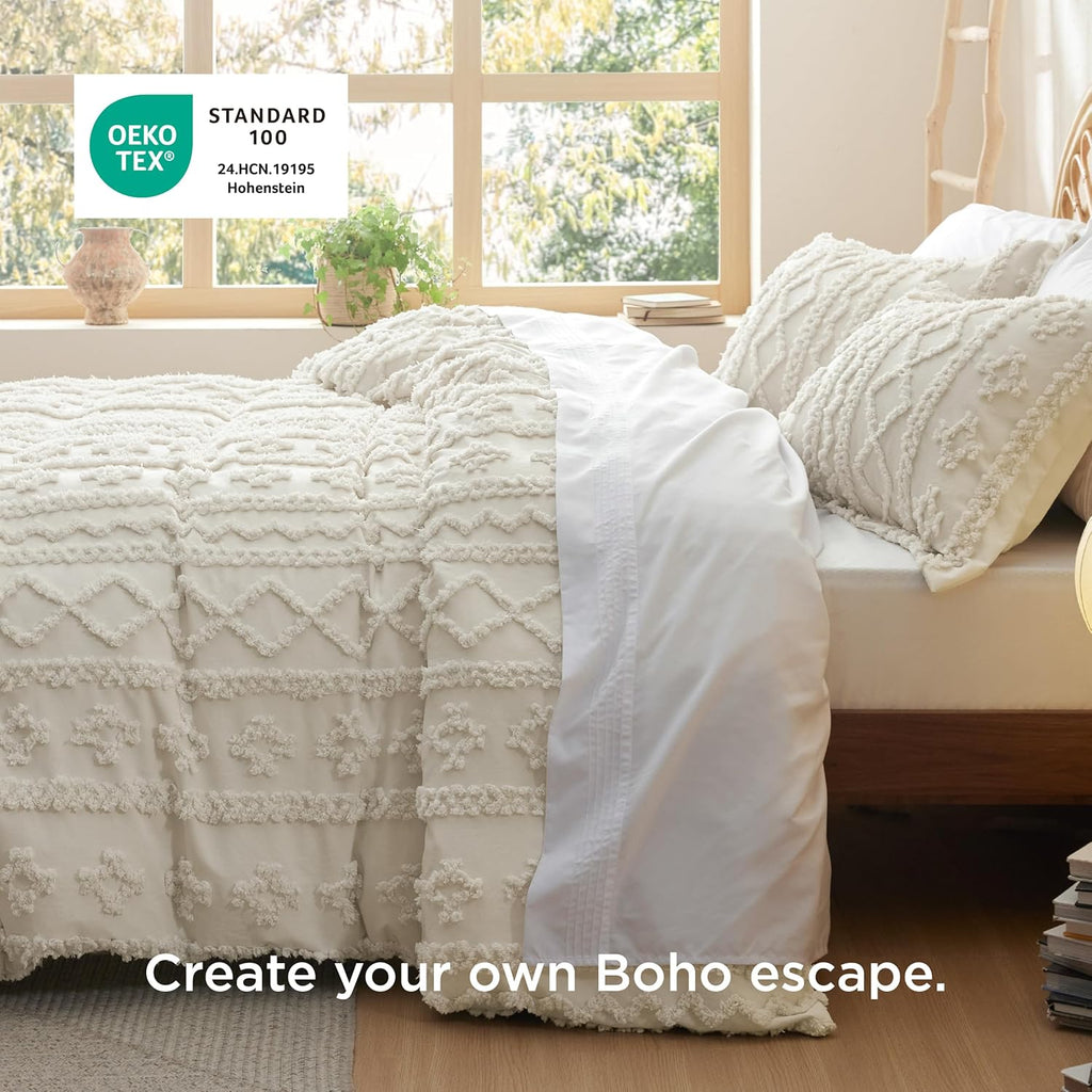 Boho Duvet Cover King, Soft & Comfortable Elegant Design Boho Bedding for Decoration, Machine Washable Comforter