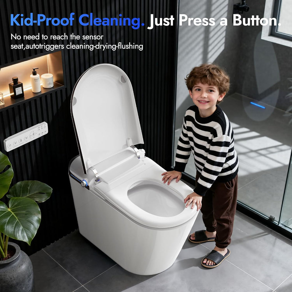 Elongated Smart Toilet With Bidet Built-in, Auto Open/Close Lid, Soft-Closed Heated Seat