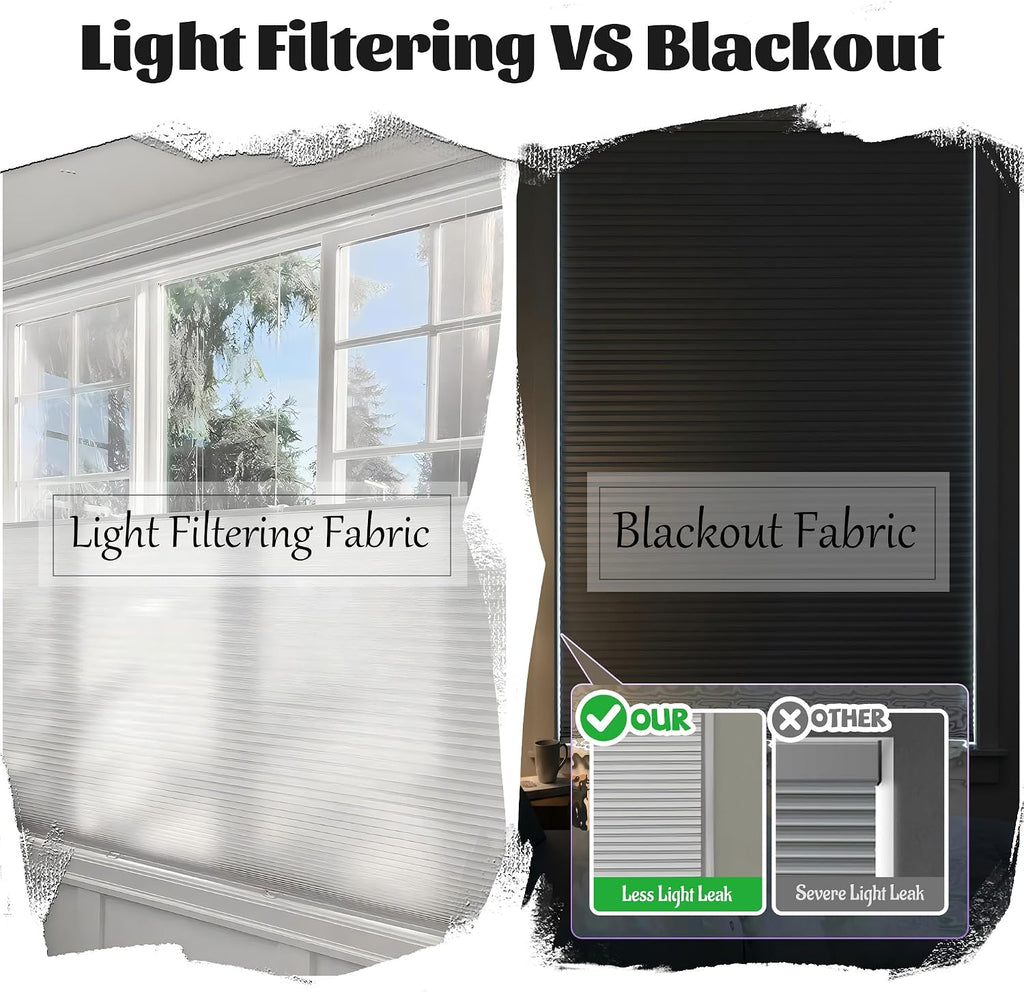 Dual Tension Rod Blinds No Drill Top Down Bottom Up Cellular Shades | 1.5"Cell | Minimal Light Leak | Insulation