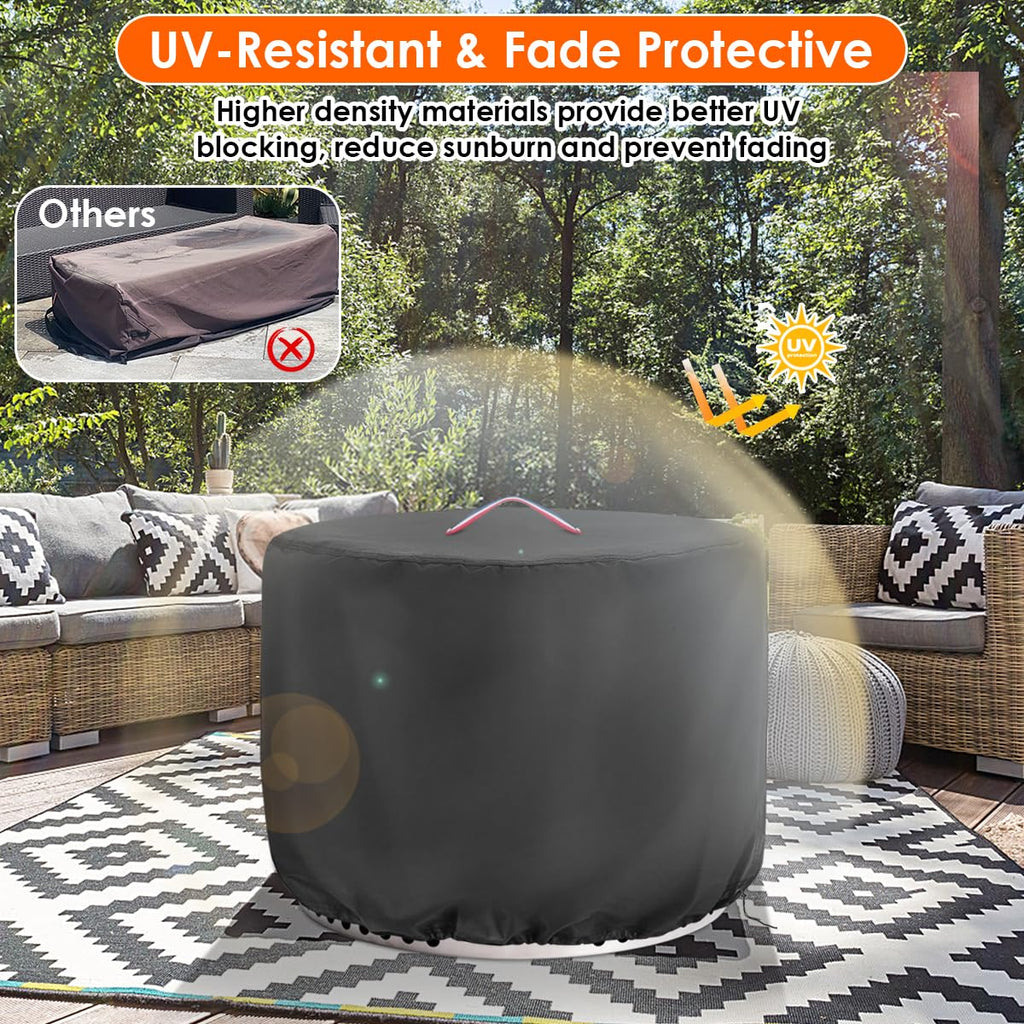 Round Fire Pit Cover 600D 28in Firepit Cover for OutVue Fire Pit