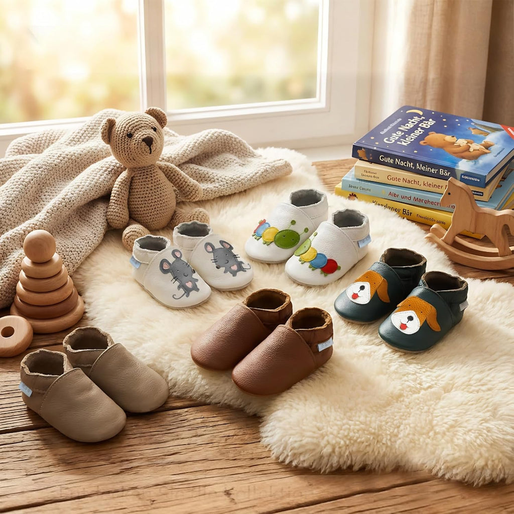 Baby Shoes Leather Moccasins Baby Girls Boys Slippers-Soft Sole Non-Skid Lightweight Infant Toddler First Walking