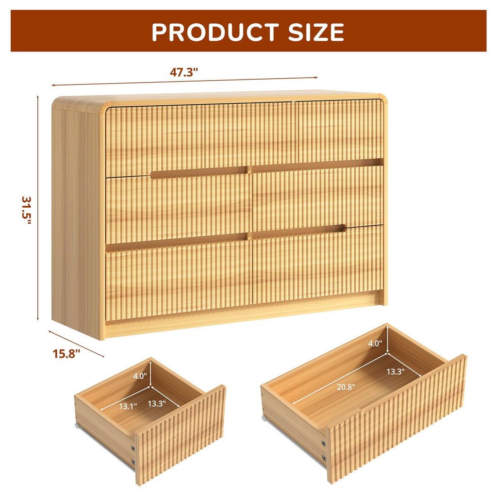 7-Drawer Dresser for Closet, 48" Wide Storage Wooden