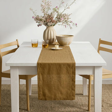 100% Pure Linen Table Runner Toffee Long, Diana 14 x 108 in | Table Runners for 8-10 seater dining tables and refined