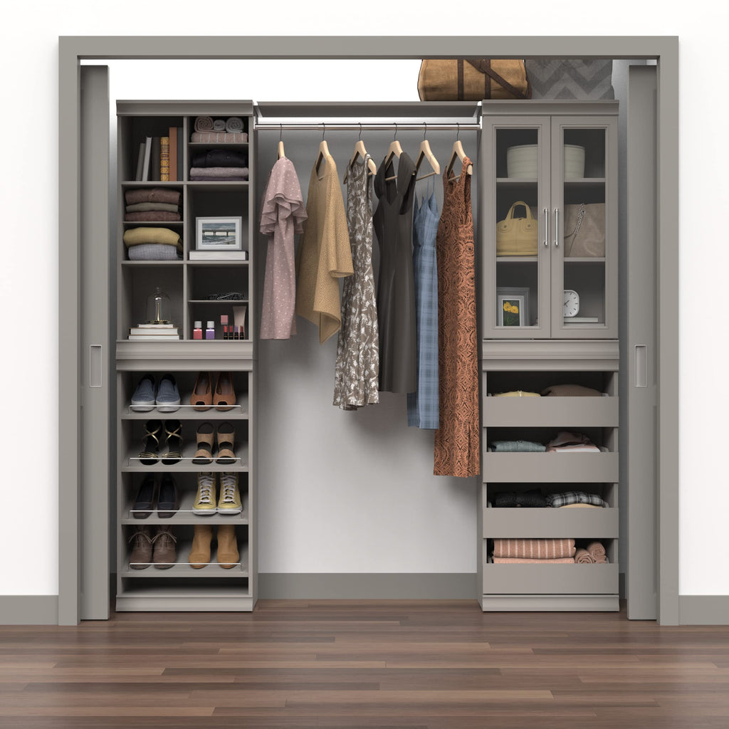Modular Storage Shelf Unit with 12 Adjustable Shelves & Dividers, Taupe