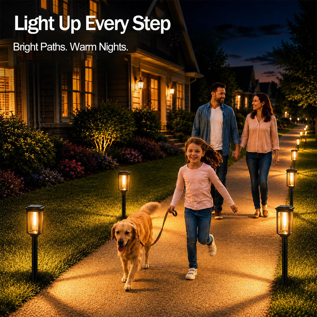 Solar Pathway Lights Outdoor 8 Pack, Bright Solar Garden Lights