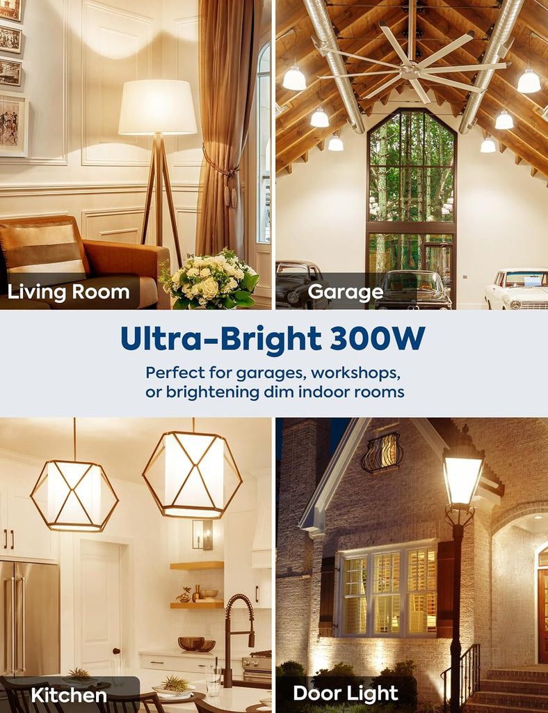 300W Equivalent Super Bright LED Light Bulbs, Warm White 3000K