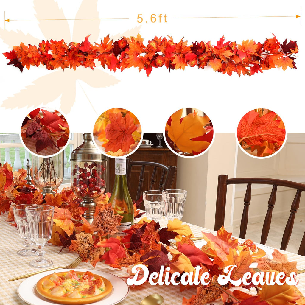 6 Pack Fall Garland with Red Leaves
