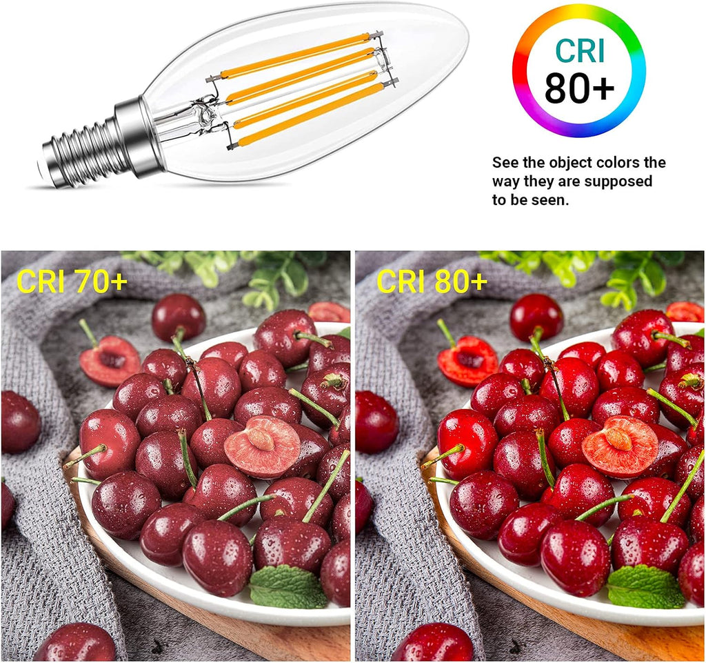 B11 E12 LED Bulbs, Dimmable 4W, 3000K Soft White, 40W Equivalent