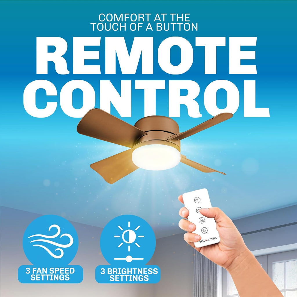 Breeze Socket Fan Light with Remote, Portable Small Ceiling Fans with Lights for Bedroom, Kitchen, Living Room, Ceiling Fan with Light 3500K, 1000 Lumens, Screws into E26/E27 A101-B0CT64SVST