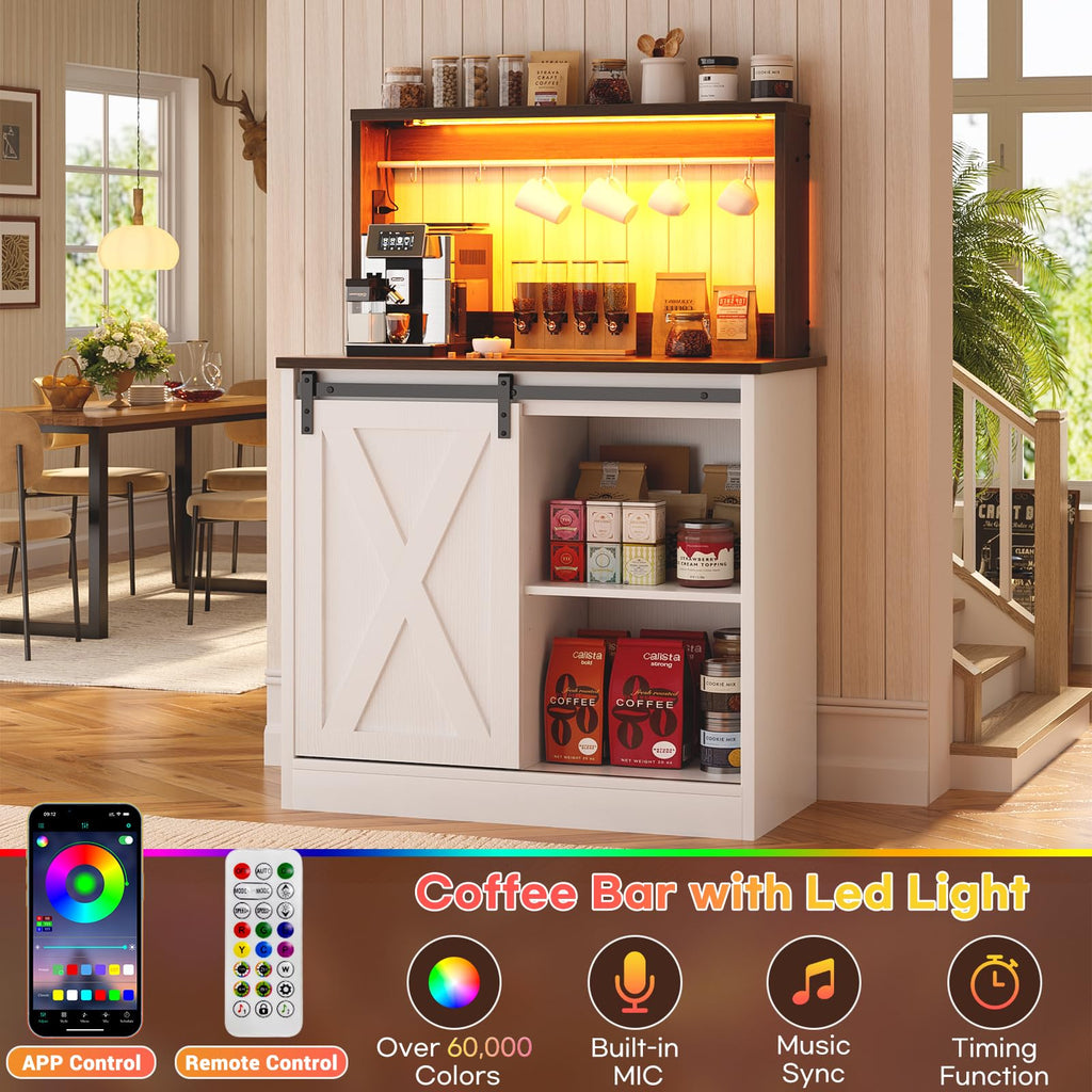 Farmhouse Coffee Bar Cabinet with Charging | Casa Home Living