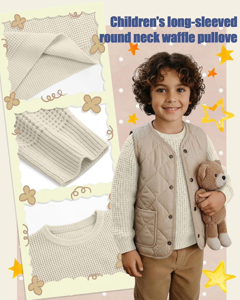 Toddler Boy Waffle Sweater Long Sleeve Shirts