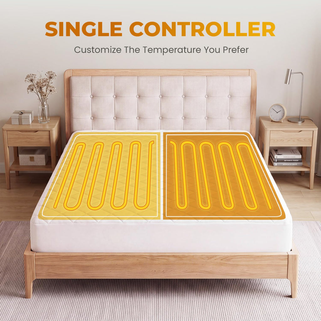 Heated Mattress Pad, Electric Bed Warmer with Preheat