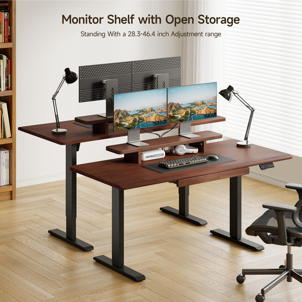 Standing Desk with Drawer, 47x23.6 Inches Solid Wood Stand Up Desk