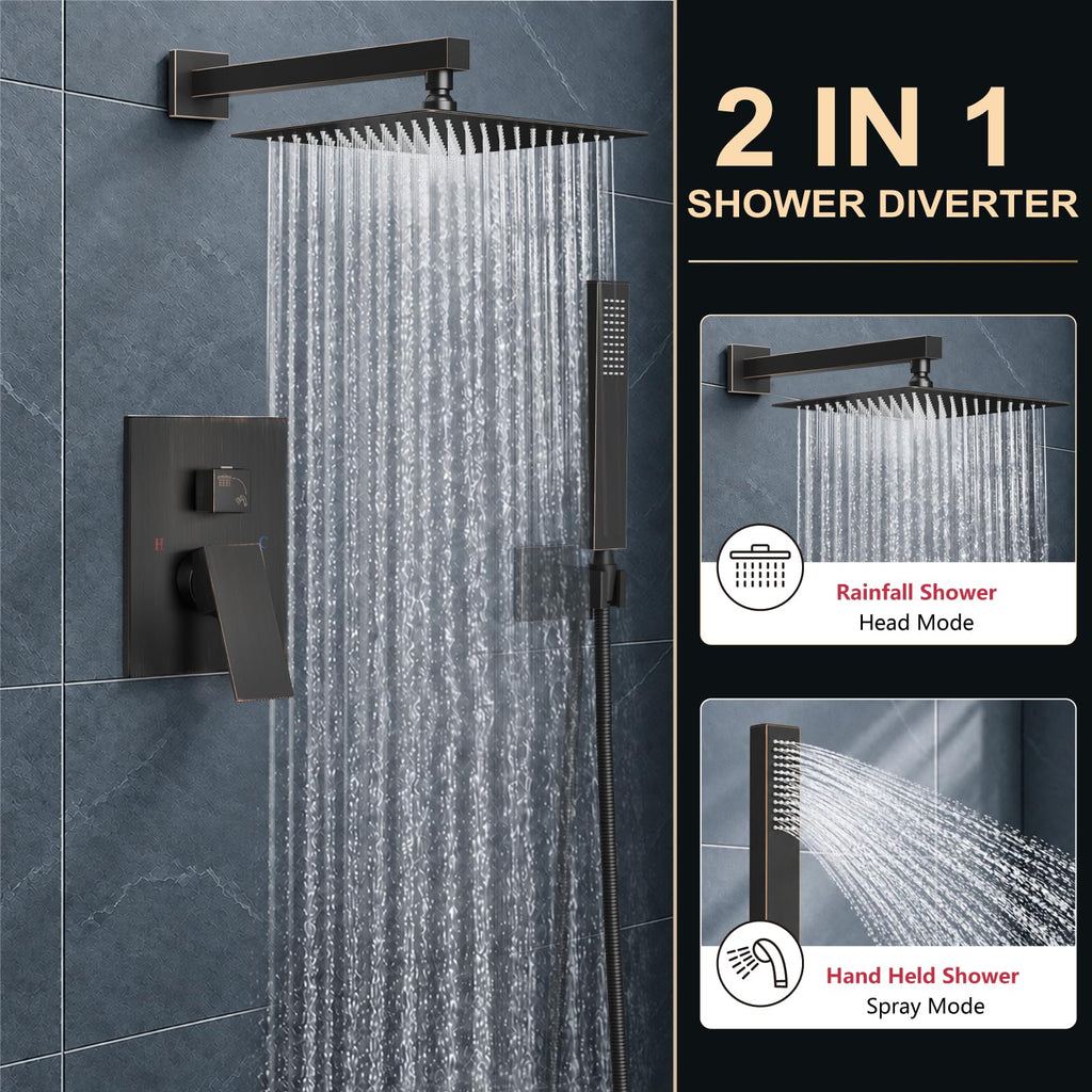 Shower Faucet Set with Handheld Sprayer, 12 Inch, Oil Rubbed Bronze
