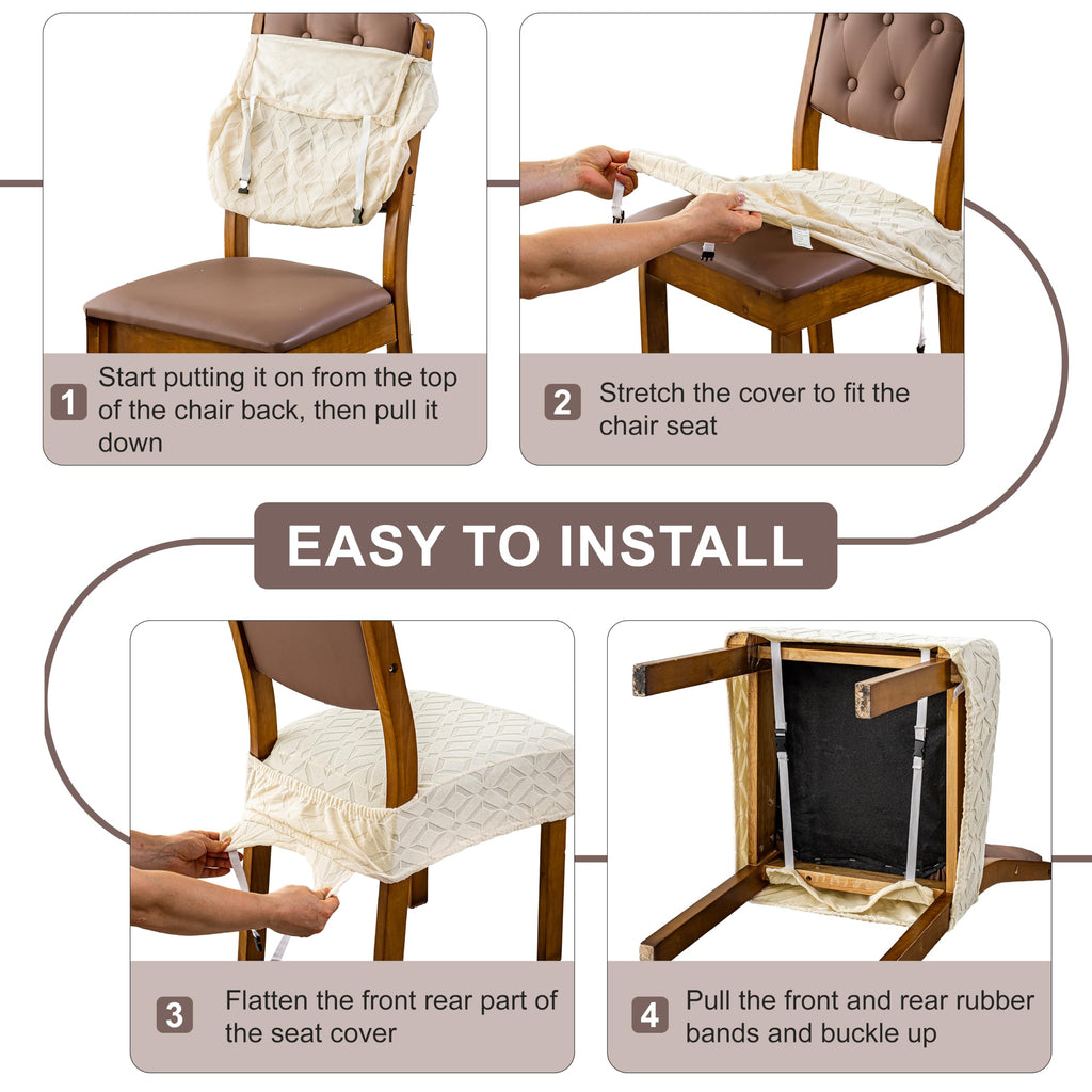 Waterproof Chair Covers Set of 4, Dining Chair Cover, Beige