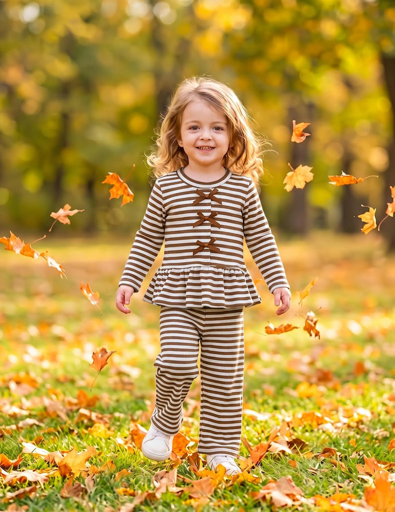 Toddler Baby Girl Clothes Ruffle Striped Fall Winter Outfits