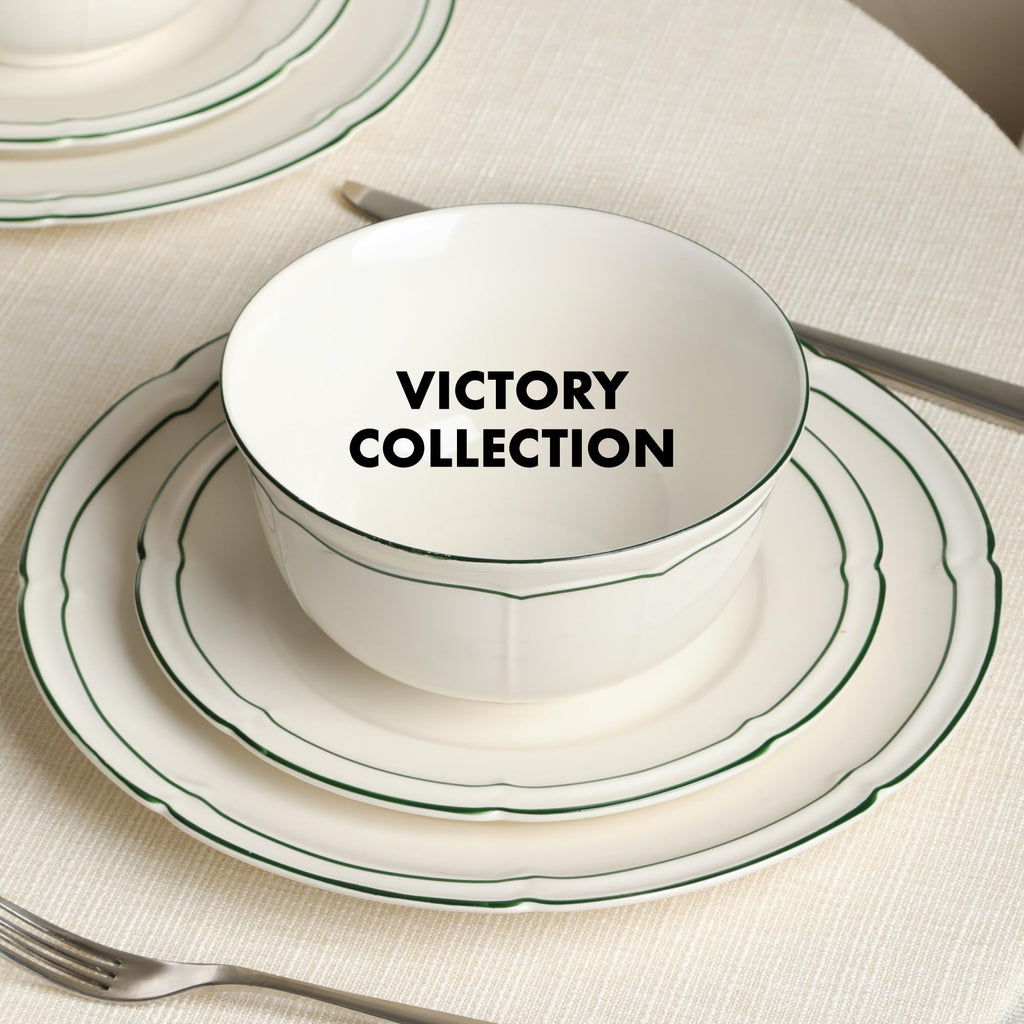 Lagasse Victory 12-Piece Dinnerware Set Porcelain, Plates and Bowls Set, Dishwasher and Microwave Safe, Dish Set for