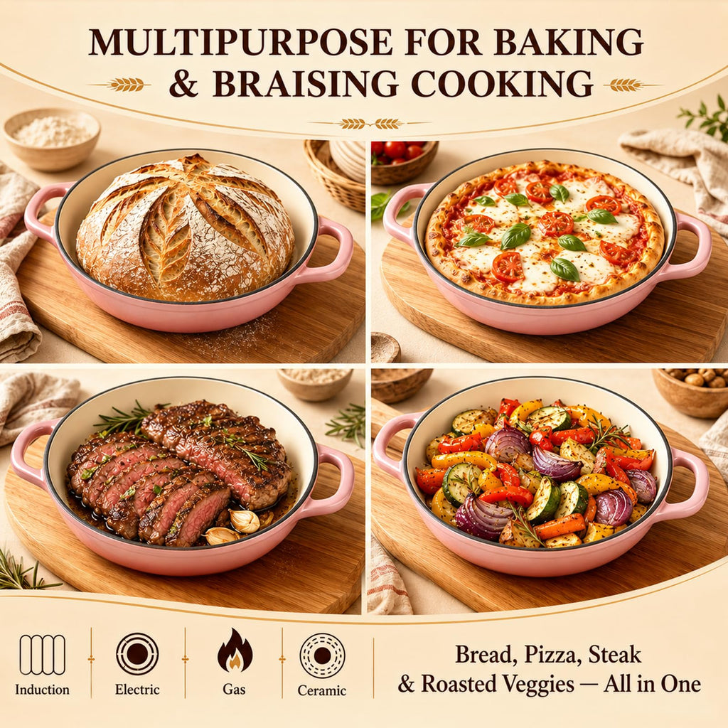 5QT Enameled Cast Iron Dutch Oven for Sourdough Bread Baking