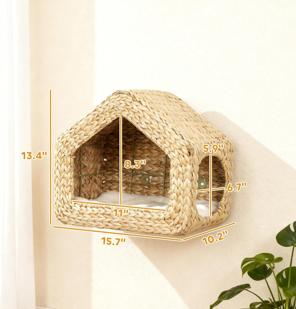 Wall Mounted Cat House Washable Cushion Indoor Kittens Natural
