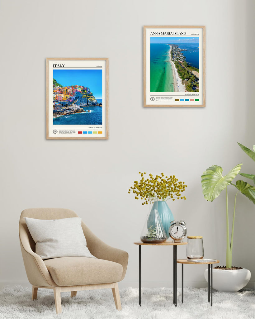 12x16IN Cinque Terre Italy Coastal Framed Wall Print, 1Pack