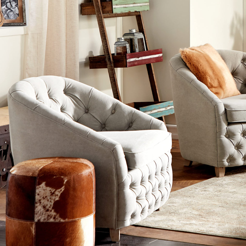 79 Leather Handmade Living Room Stool Ottoman with Patchwork Pattern, Foot Stool 16' x 16' x 16', Brown