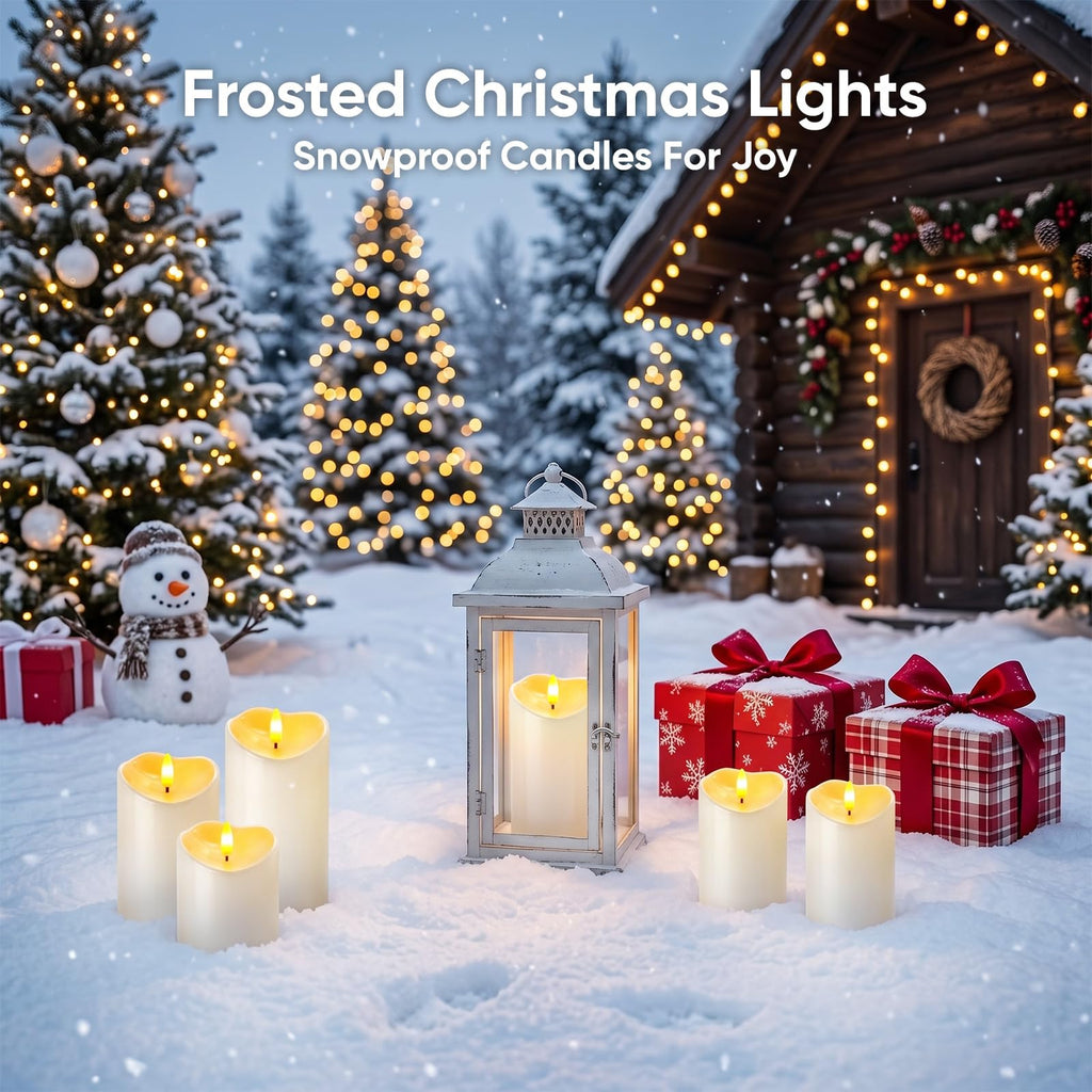Outdoor Waterproof Flameless LED Pillar Candles with Remote Timer