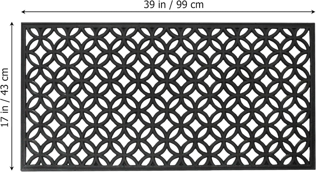 17x39 Inch Rubber Doormat - 2 Pack Lattice Links All-Weather Mat | Large Heavy Duty Indoor Outdoor Non Slip Front