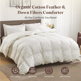 Goose Feather Down Fiber Comforter King - 100% Organic Cotton Shell All Season Duvet Insert