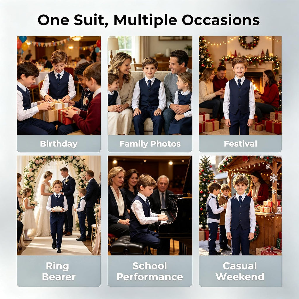 Boys Suit Vest Set Formal Dress Suits Wedding Outfit Dresswear