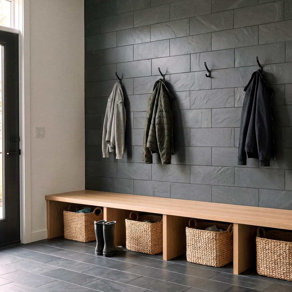 Gauged Slate Subway Tile | Camden Black Charcoal | 4" x 12"