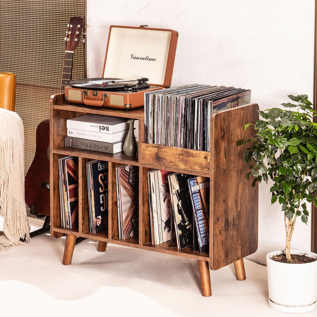 Record Player Stand, Large Record Player Table Cabinet (Brown)