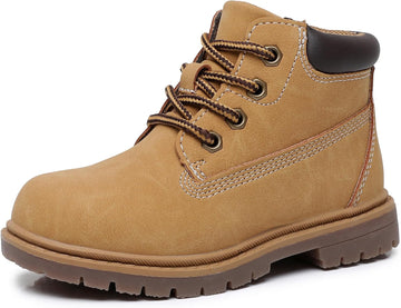 Toddler Boys Boots Brown Work Fall Boots with Side Zipper