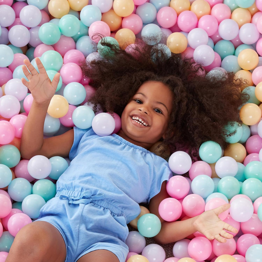 BPA-Free Ball Pit Balls with Storage Bag, Crush-Proof Plastic for Toddlers Kids 12+ Months Play, 6 Pastel Colors